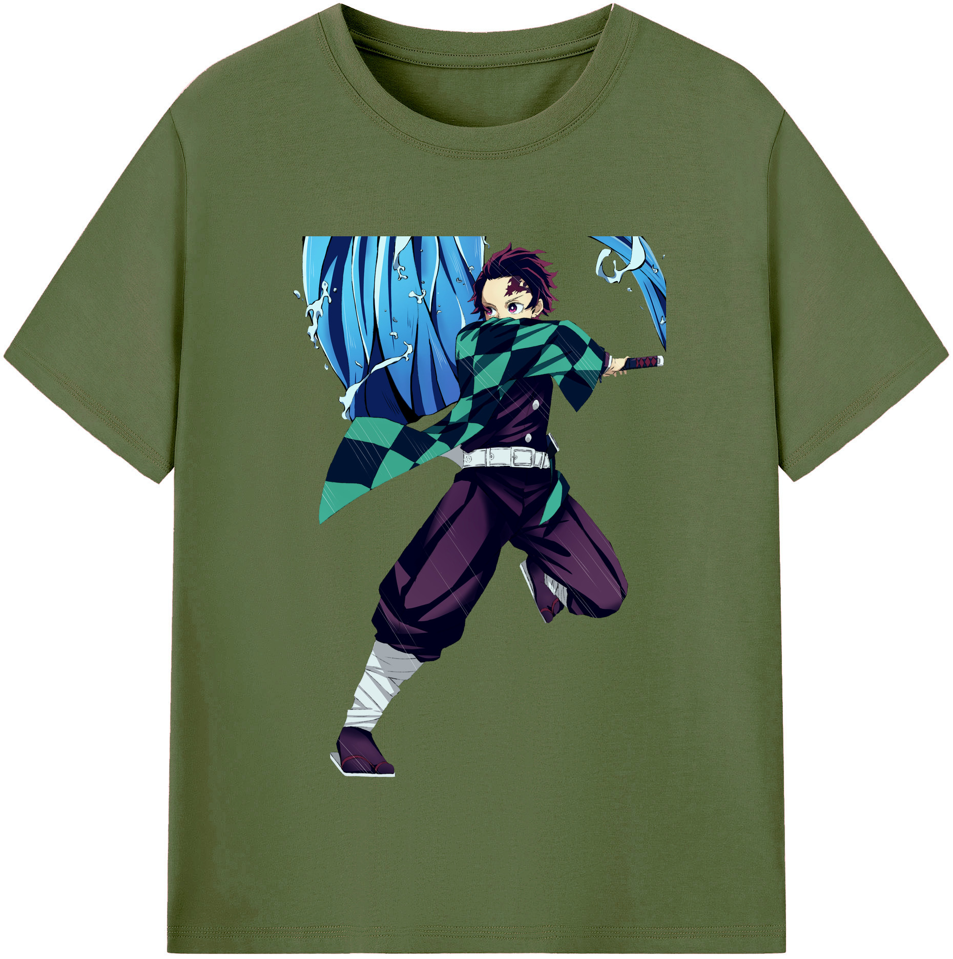 （画像用） 鬼滅の刃 竈門 炭治郎／かまど たんじろう Kamado Tanjirou 綿100％半袖Tシャツ（フロントプリント）